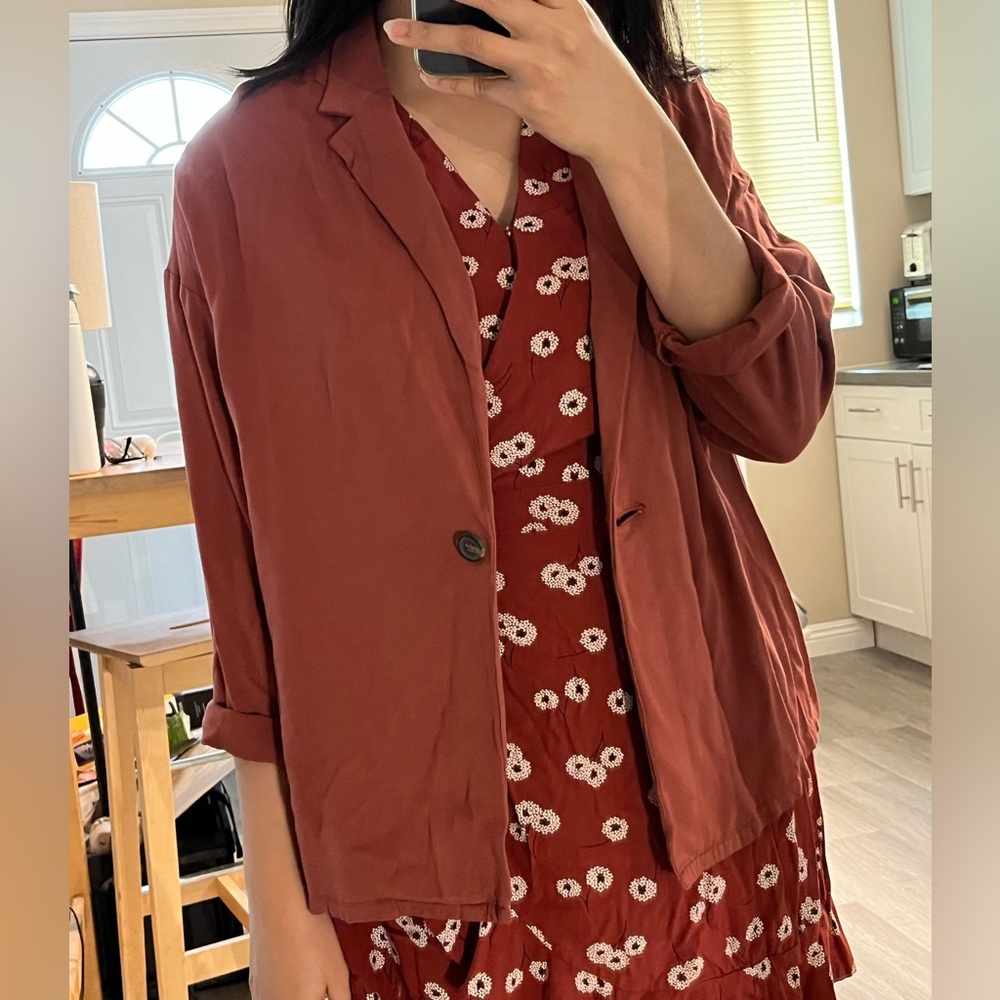 Forever 21 Brown Blazer Lightweight Open Front